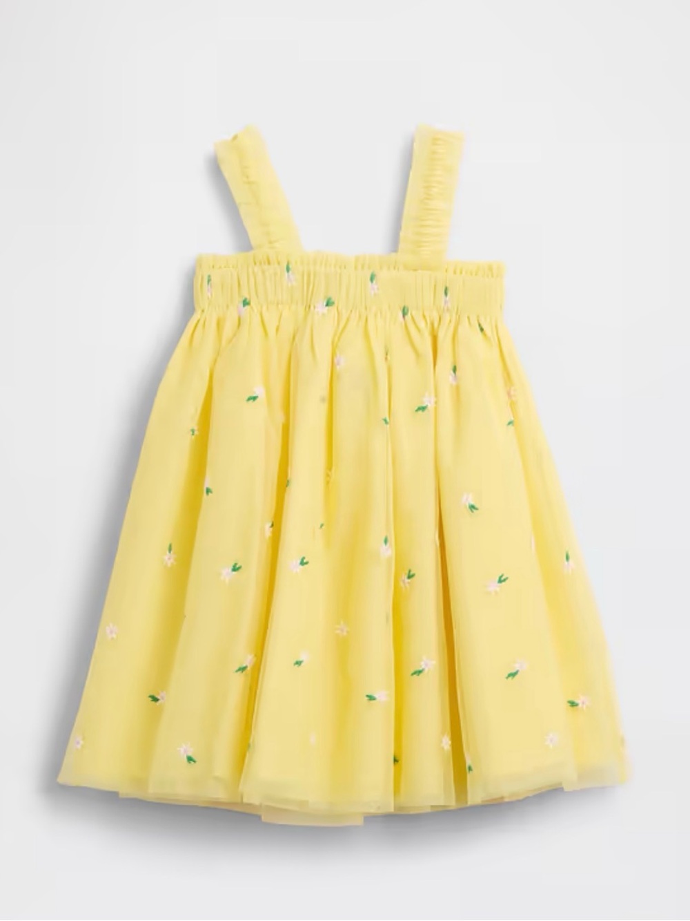 GAP Baby Yellow Ruffle Sundress with Floral Accents